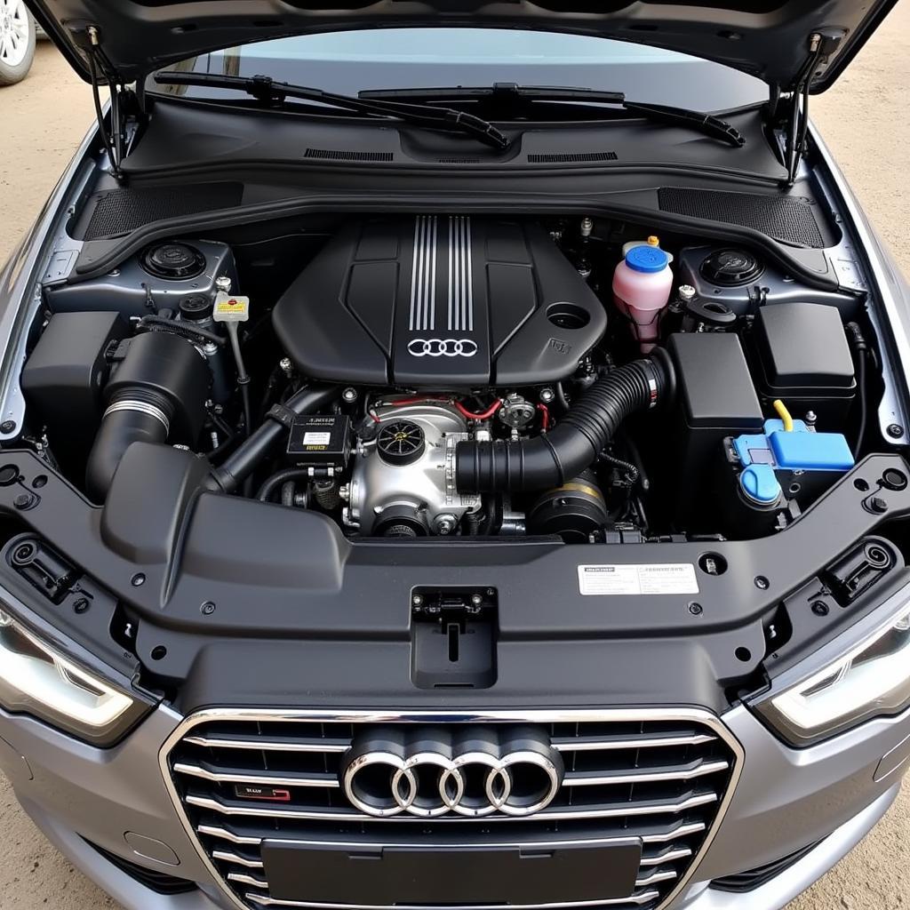 Der Motorraum des Audi A4 80: Ein Blick unter die Haube.