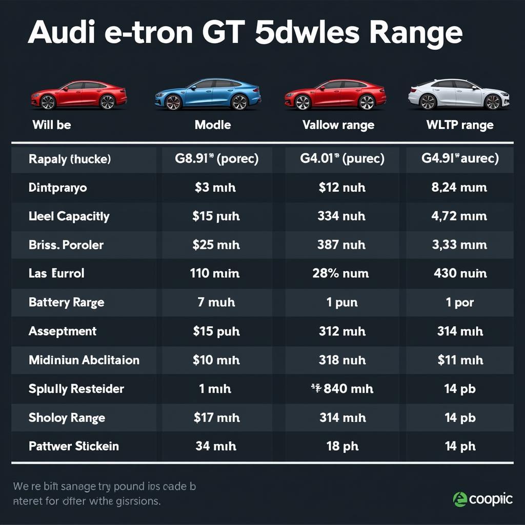 Vergleich der Reichweite verschiedener Audi e-tron GT Modelle