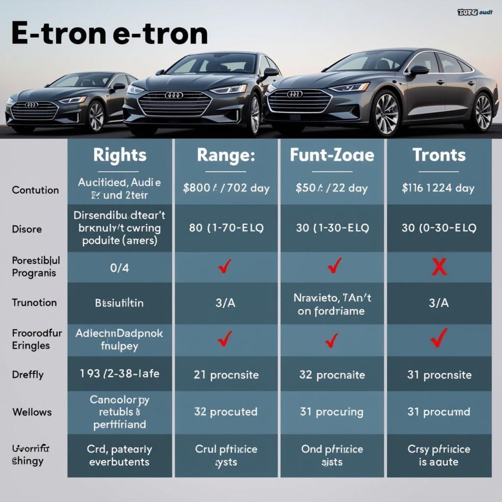 Vergleich verschiedener Audi e-tron Modelle