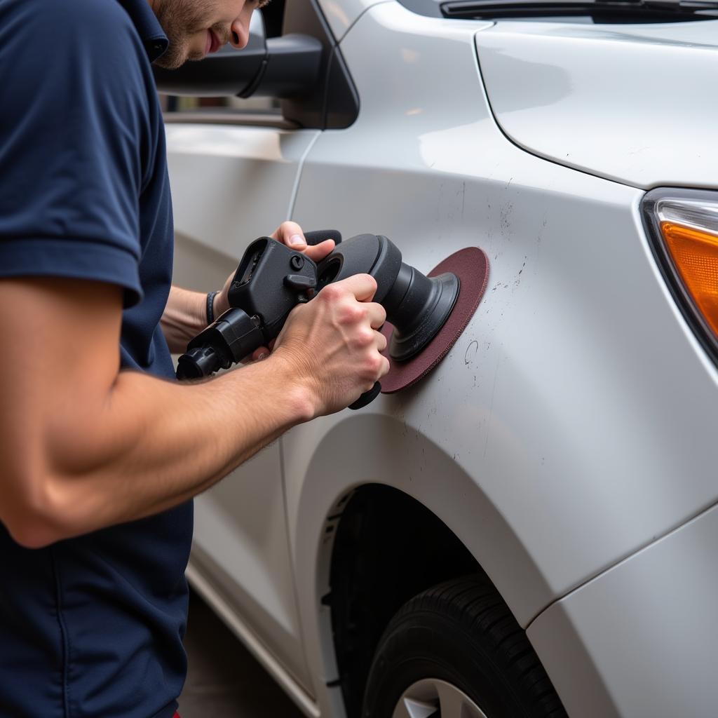 Reparatur kleinerer Schäden am Auto Fender