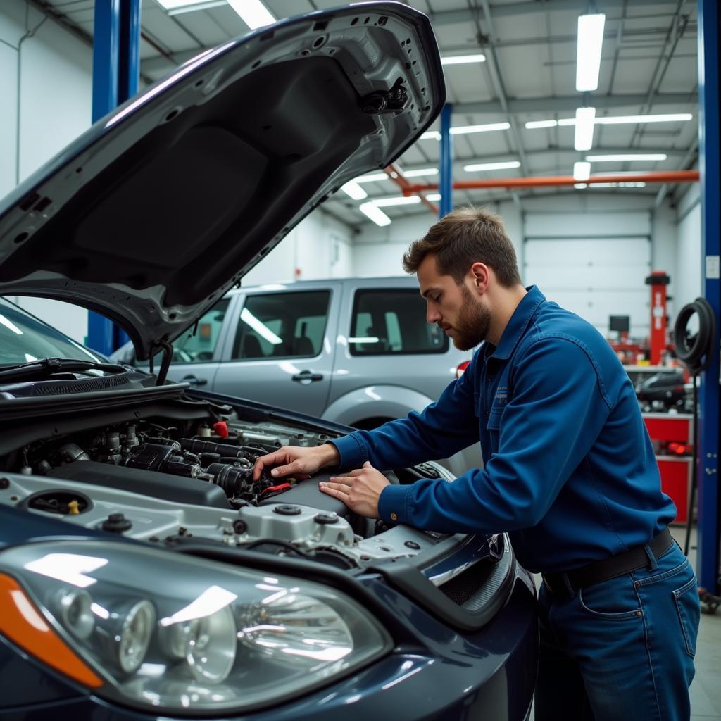 Autoreparatur in einer Werkstatt