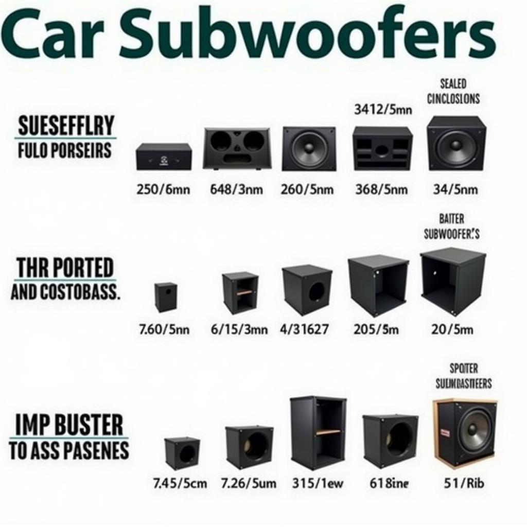 Verschiedene Typen und Größen von Auto Subwoofern