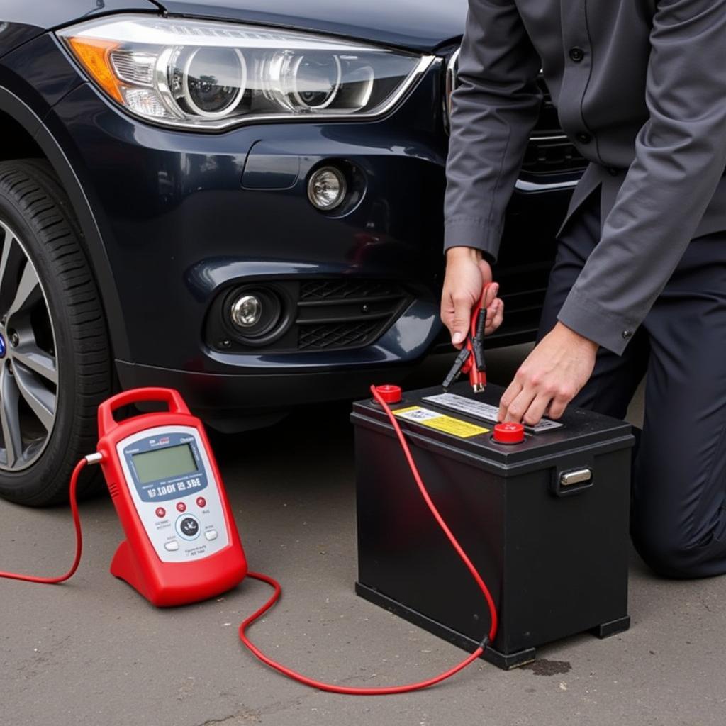 Autobatterie abklemmen mit Ladegerät