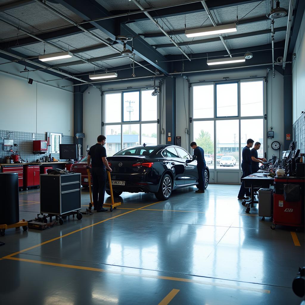 Moderne Werkstatt in einem Autohaus in Rüsselsheim