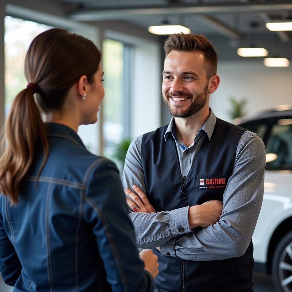 Kundenberatung im Autohaus Scheu.