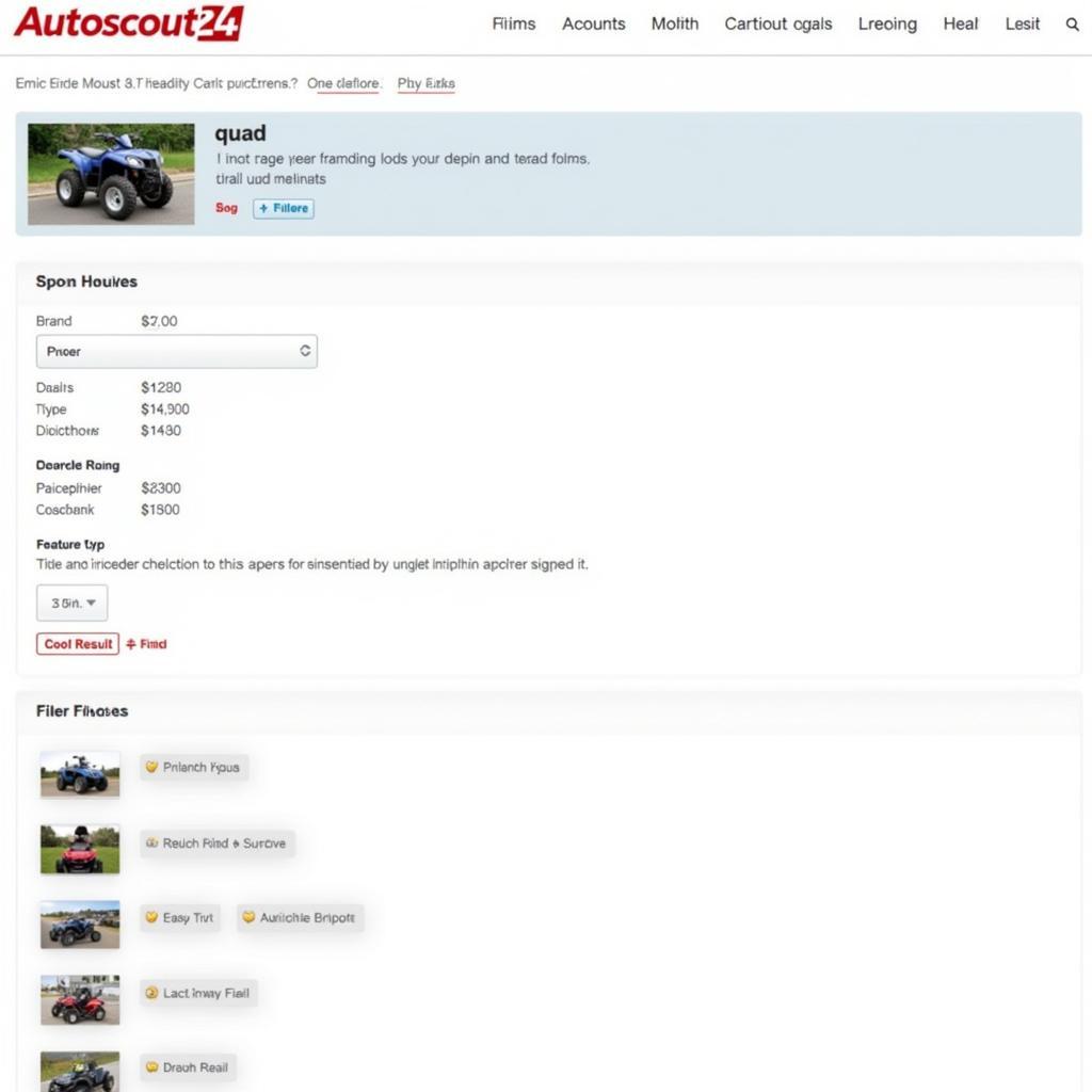 Die Suche nach einem Quad auf Autoscout24