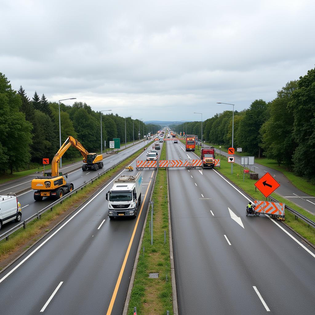 Bauarbeiten auf der B6 Richtung Hildesheim