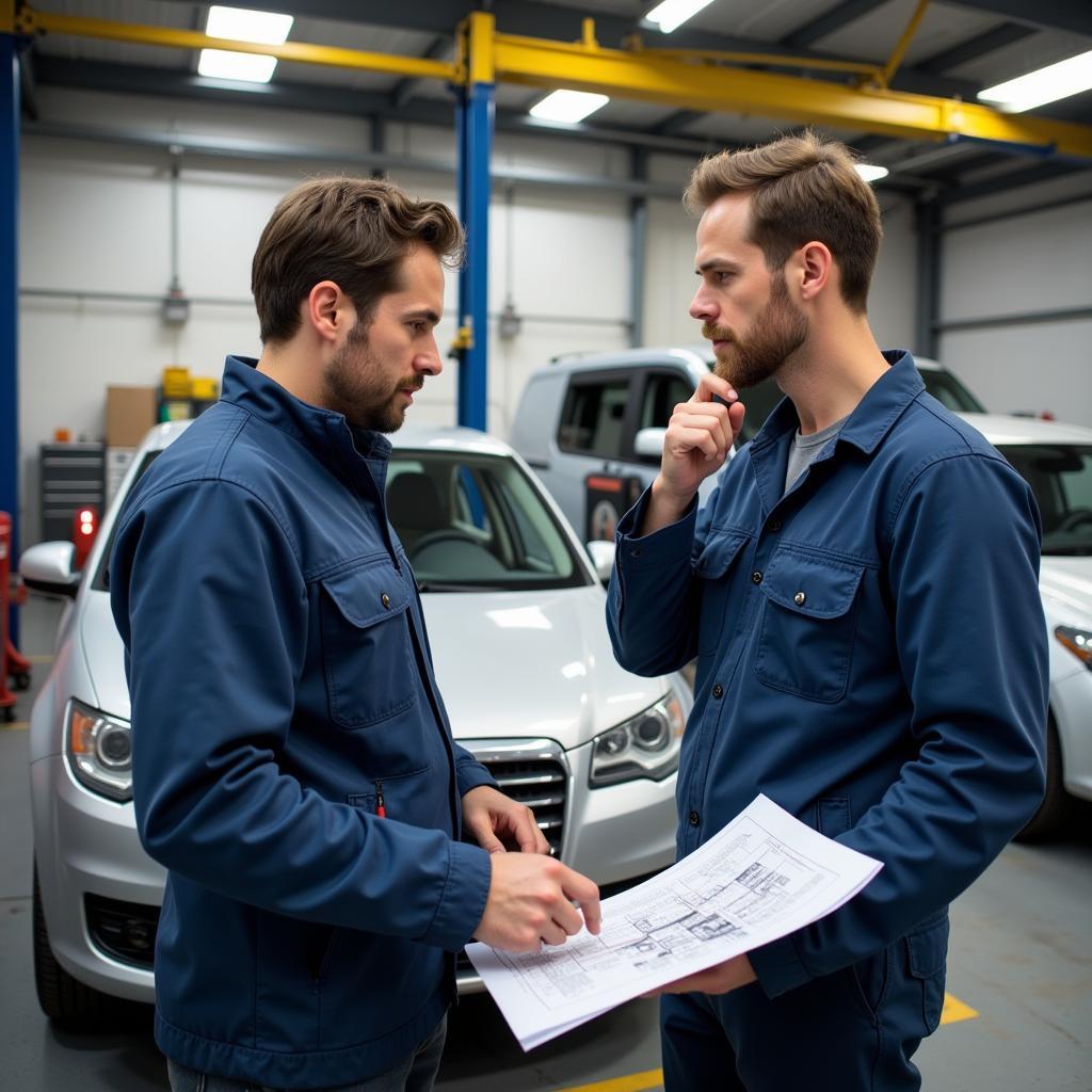 Anwendung des "Bernie und Ert Popoclubs" in der Autowerkstatt