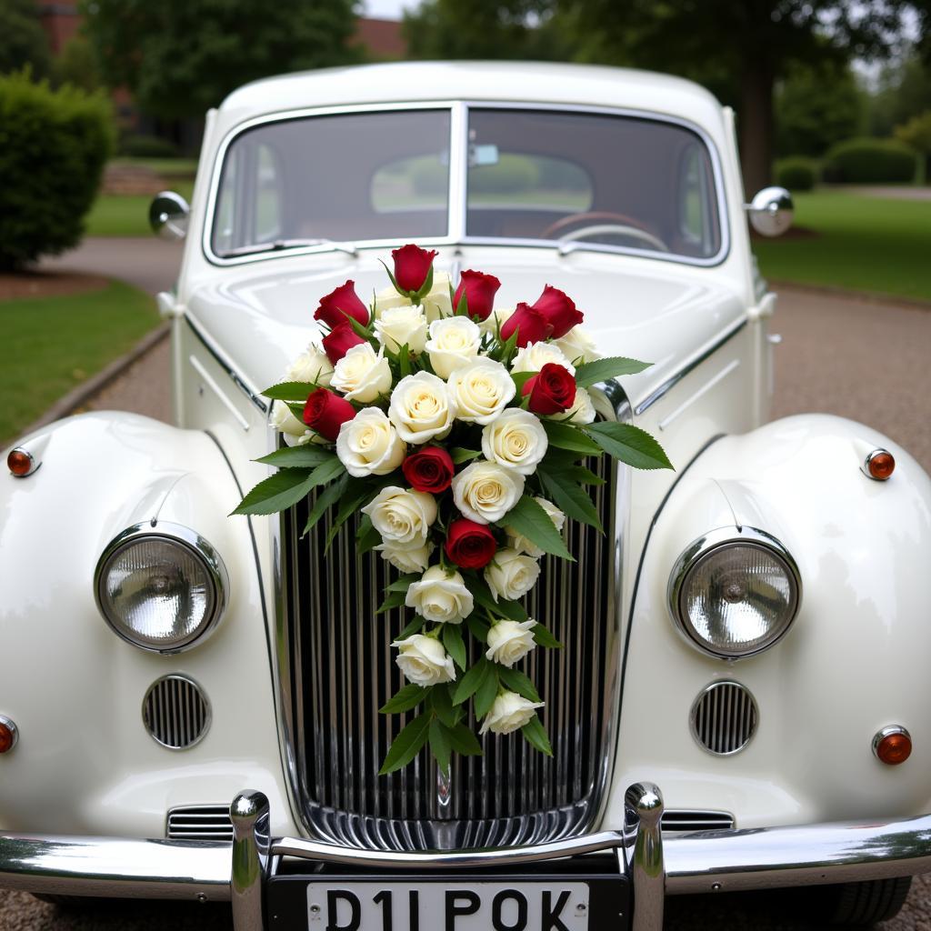 Blumenschmuck Brautauto mit Rosen