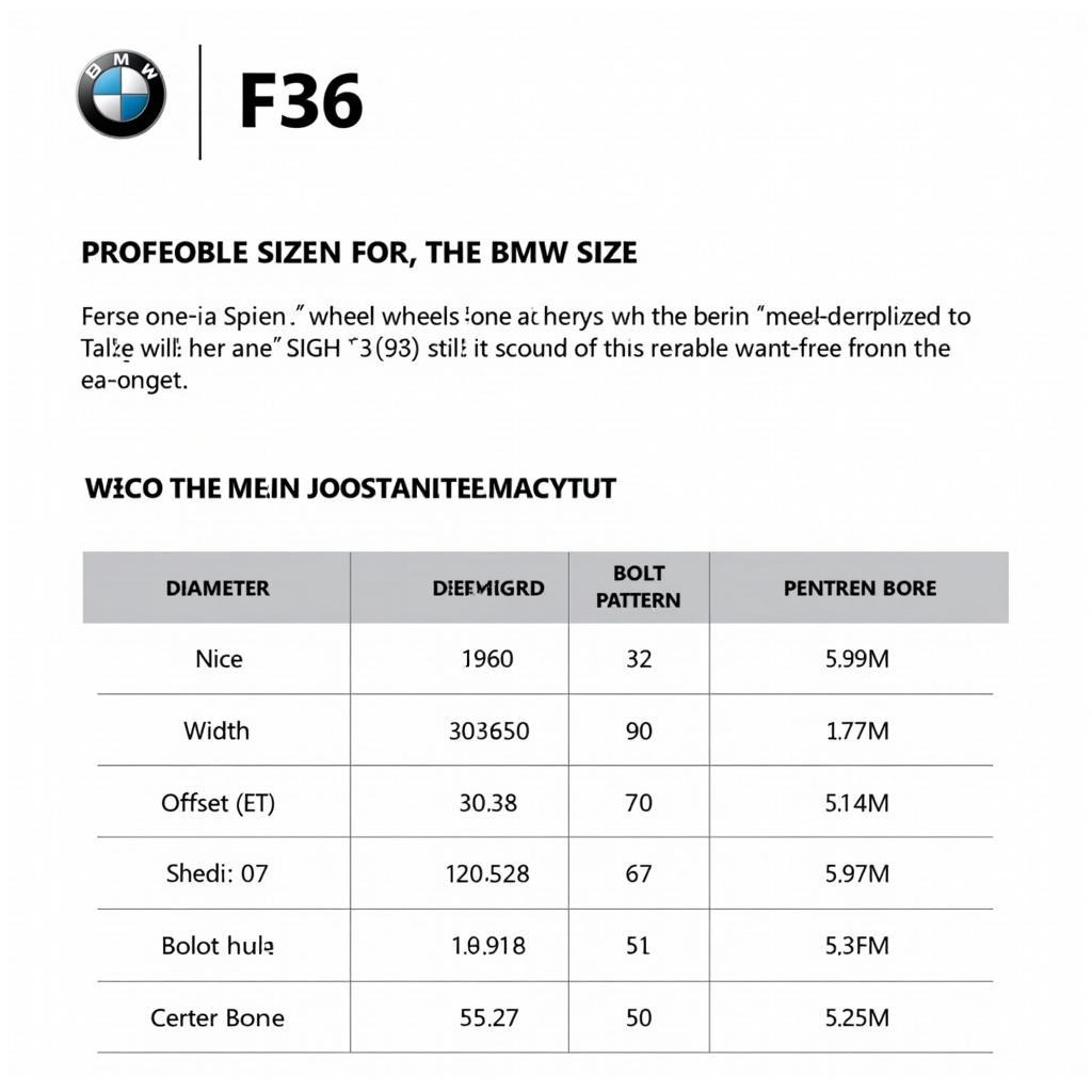 BMW F36 Felgengrößentabelle