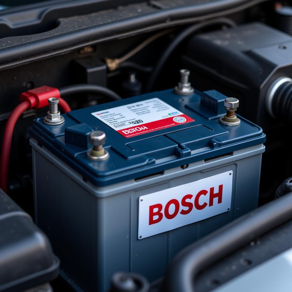 Bosch Autobatterie im Motorraum