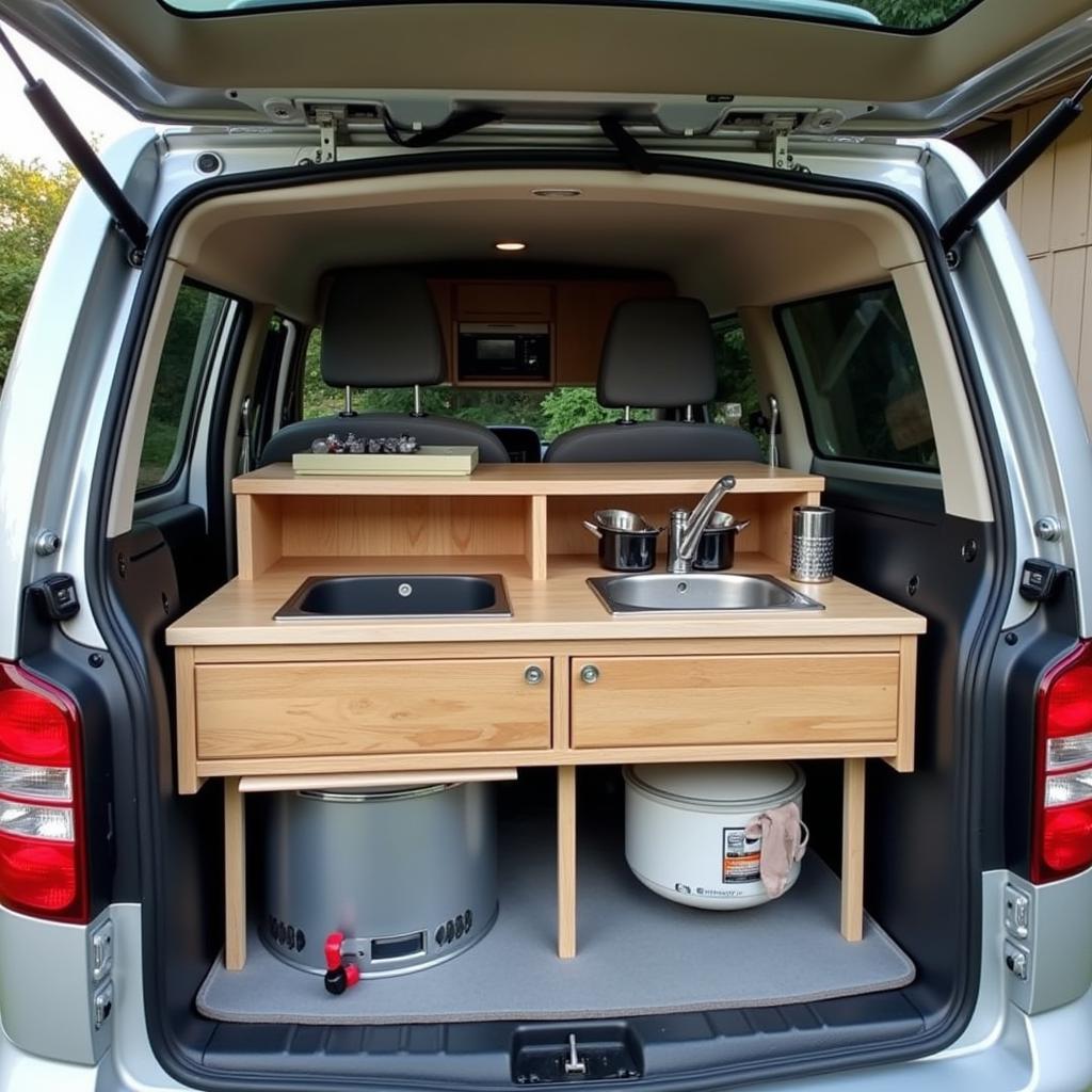 Campingbox mit Küche im VW Caddy