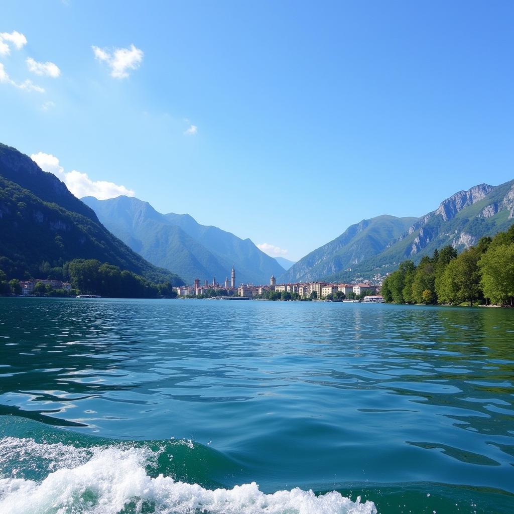 Bootsfahrt auf dem Comer See mit Blick auf die Stadt Como