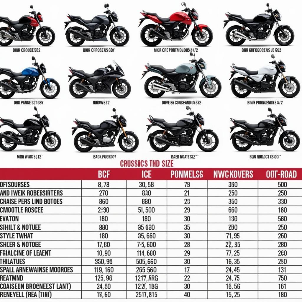 Verschiedene CR Motorrad Modelle im Vergleich