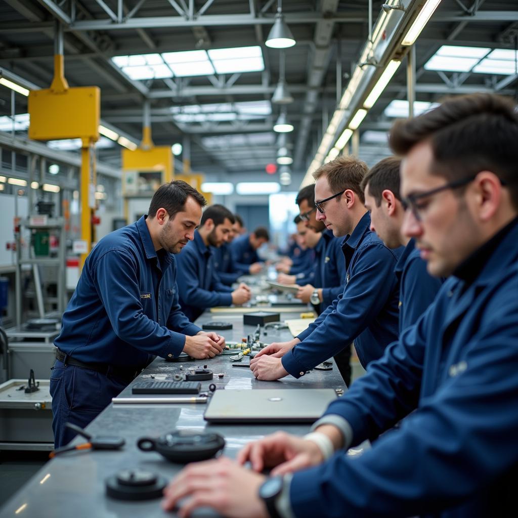 Mitarbeiter in der Produktion bei Daimler Truck Haan