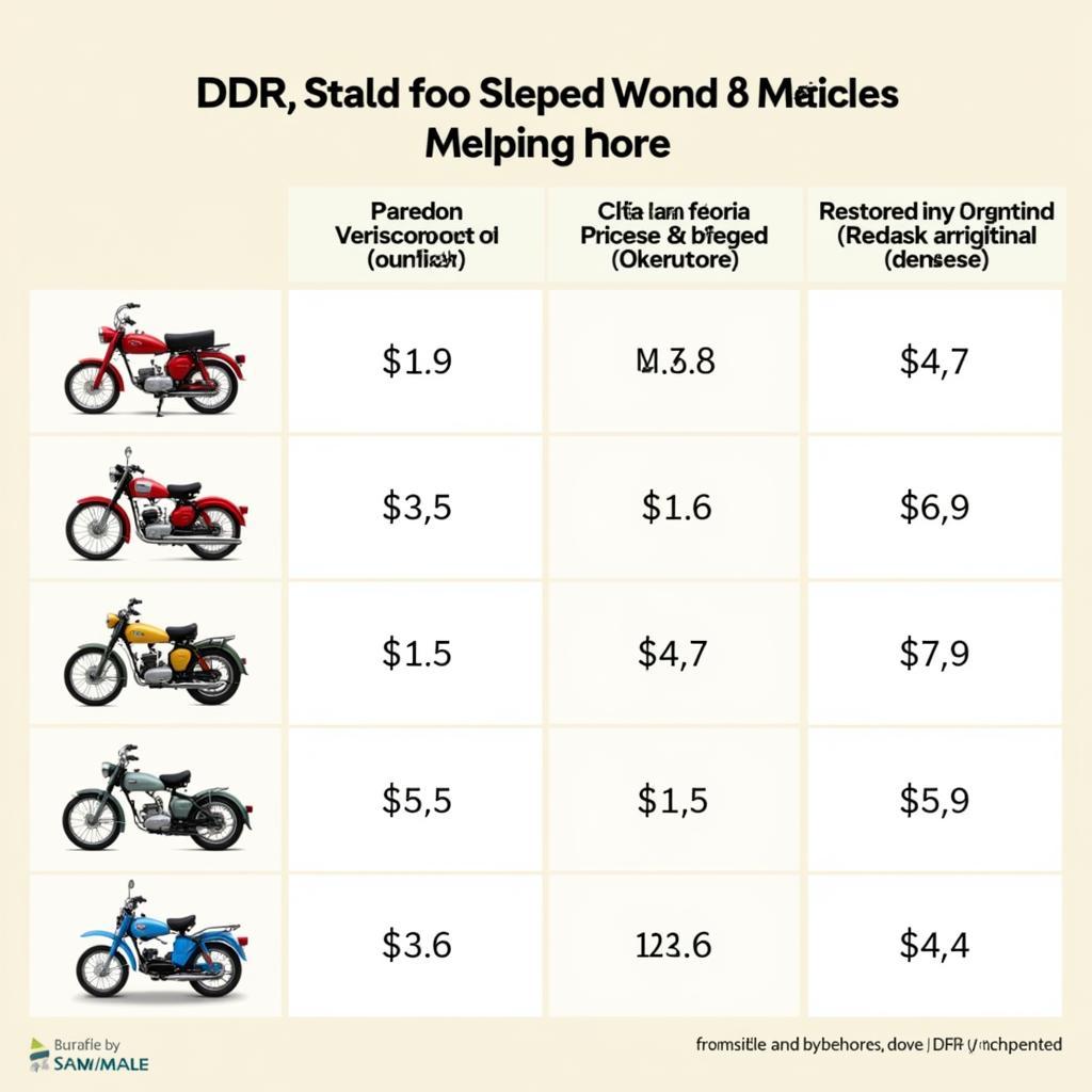 Vergleich von DDR-Moped-Modellen und Preisen