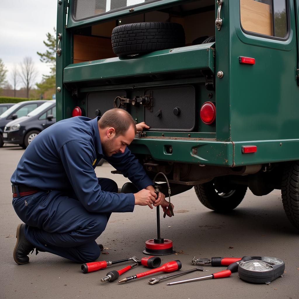 Reparatur eines Detlefs Wohnwagens