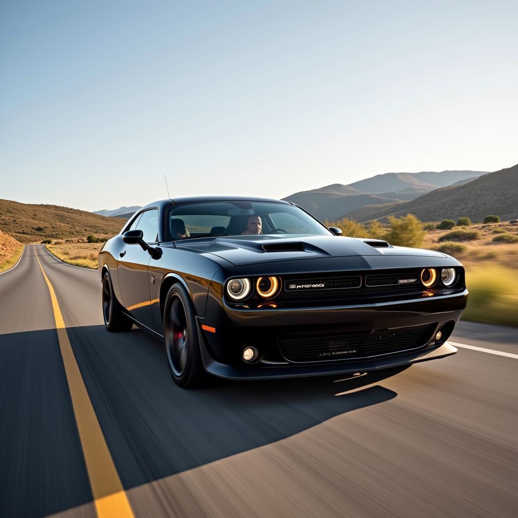 Ein Dodge Challenger auf der Straße.