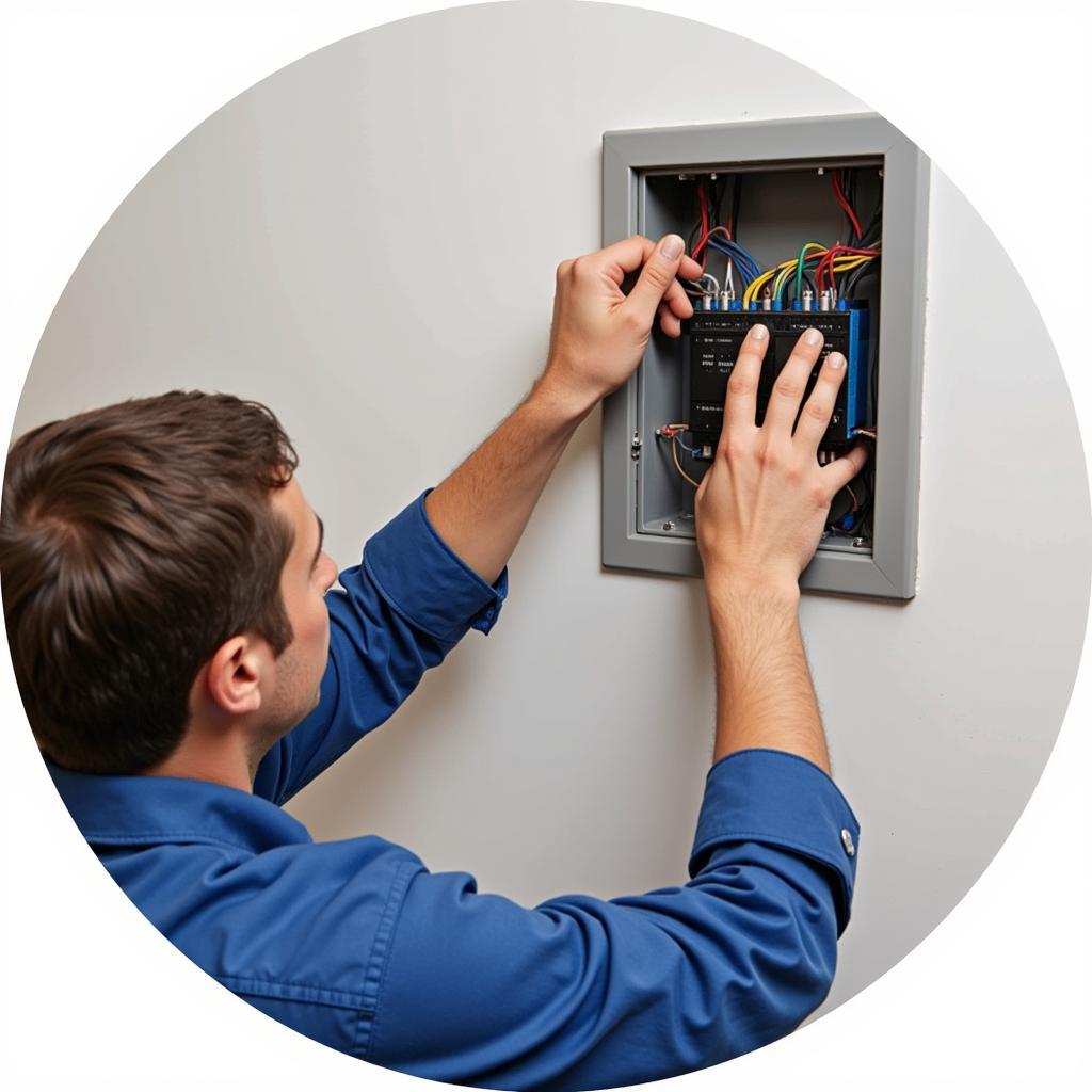 Elektriker installiert eine Wallbox