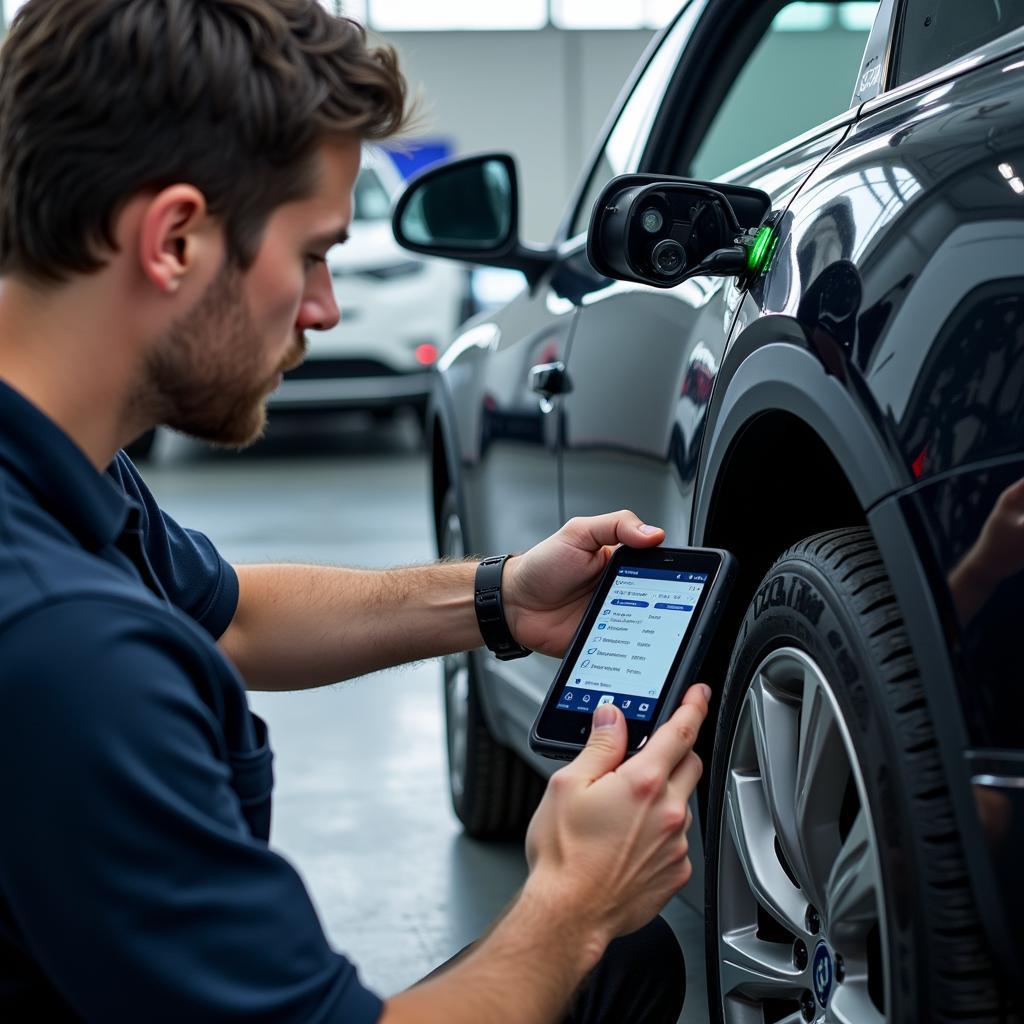 Eurocops Diagnose an einem Elektrofahrzeug