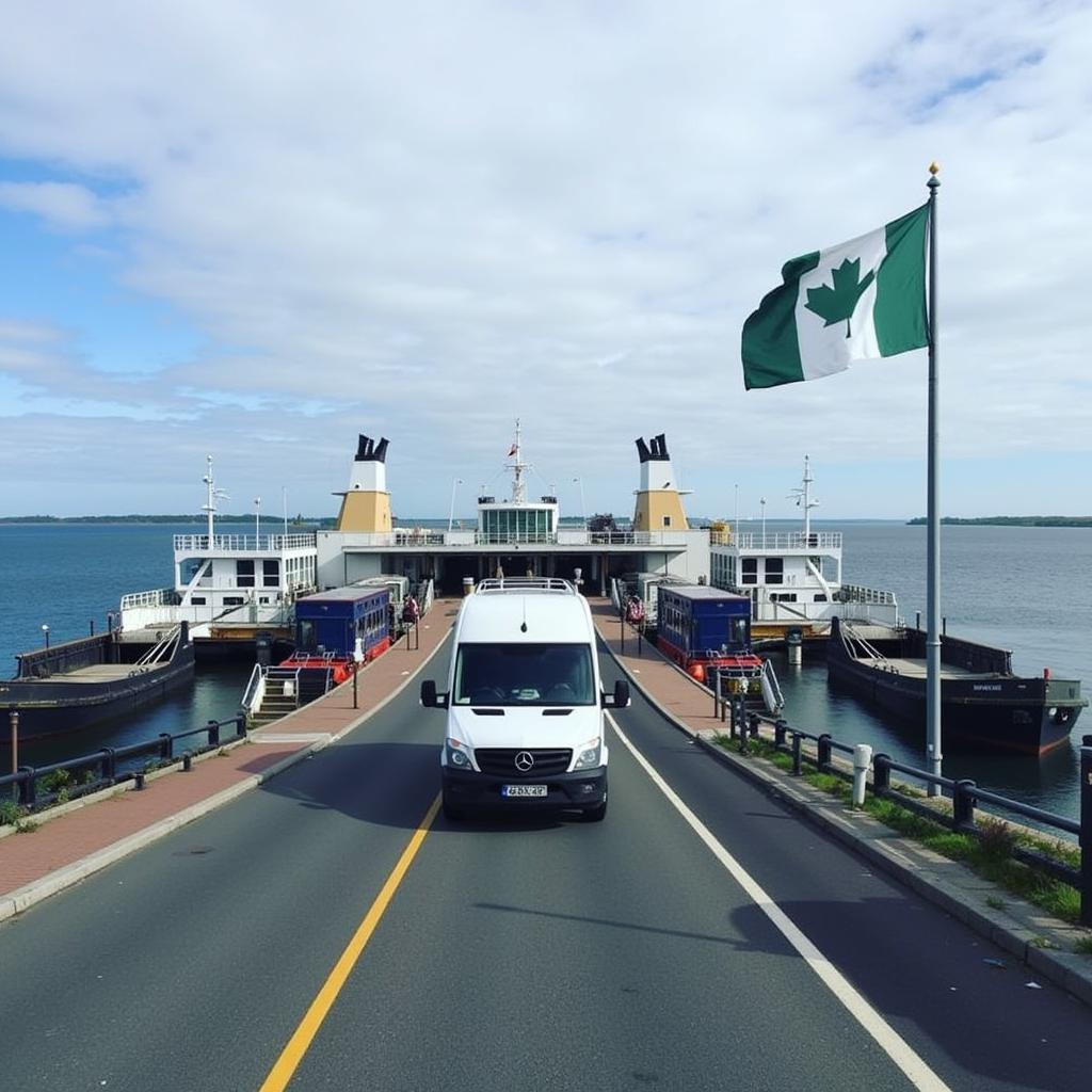 Wohnmobil fährt vom Hafen in Hirtshals