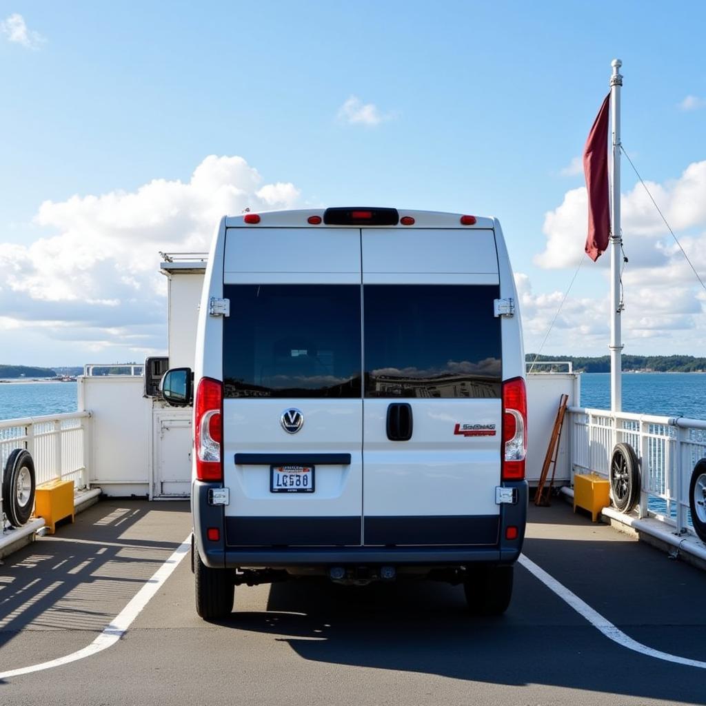 Wohnmobil parkt auf der Fähre Kristiansand-Hirtshals