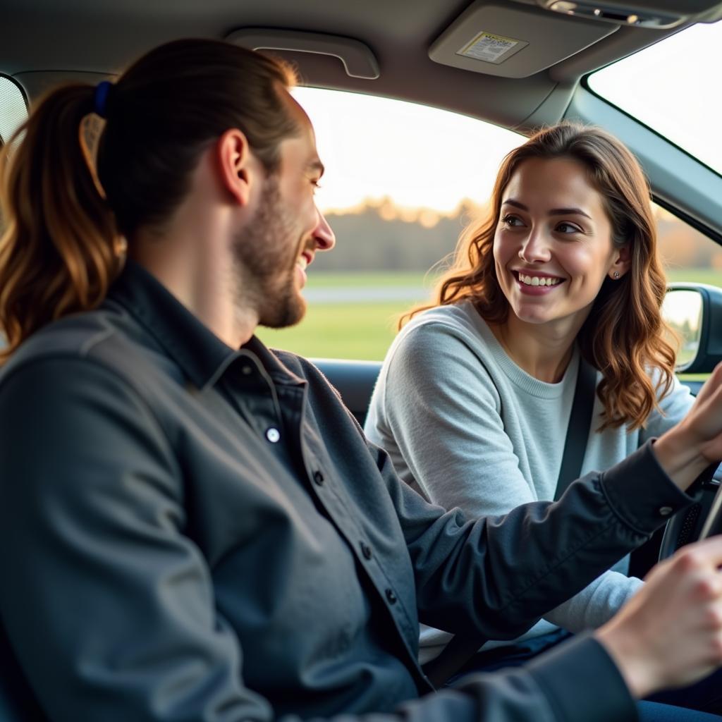 Fahrlehrer und Schüler in der Fahrschule Juwel