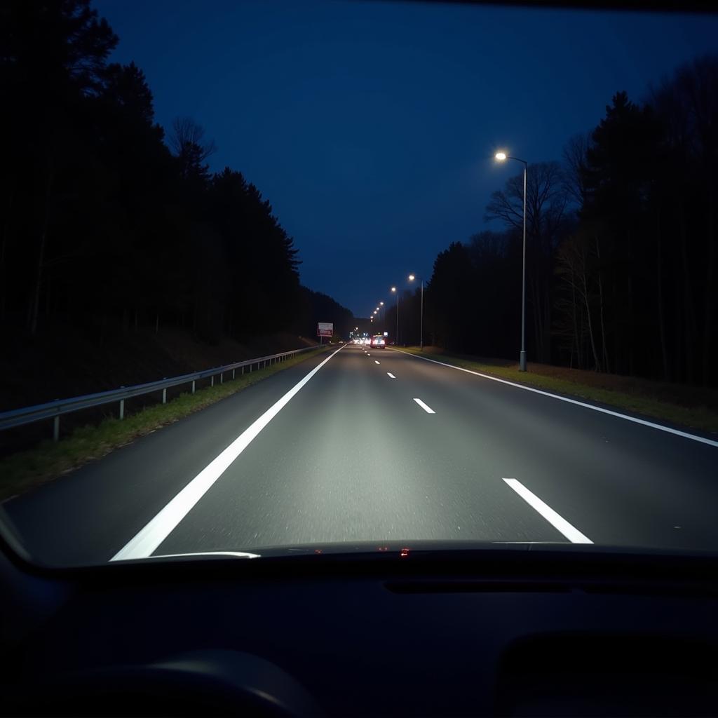 Fernlicht-Reichweite auf der Autobahn