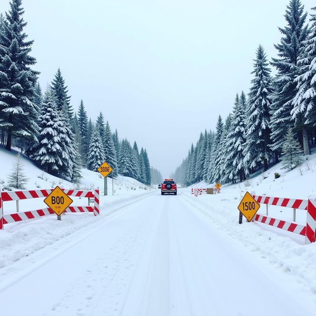 Winterliche Sperrung am Fernpass