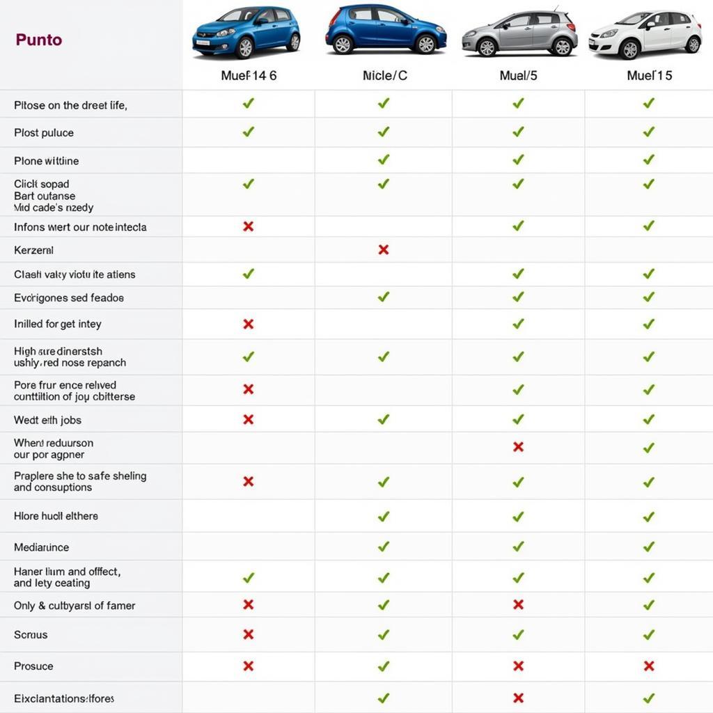 Vergleich der verschiedenen Fiat Punto Modelle