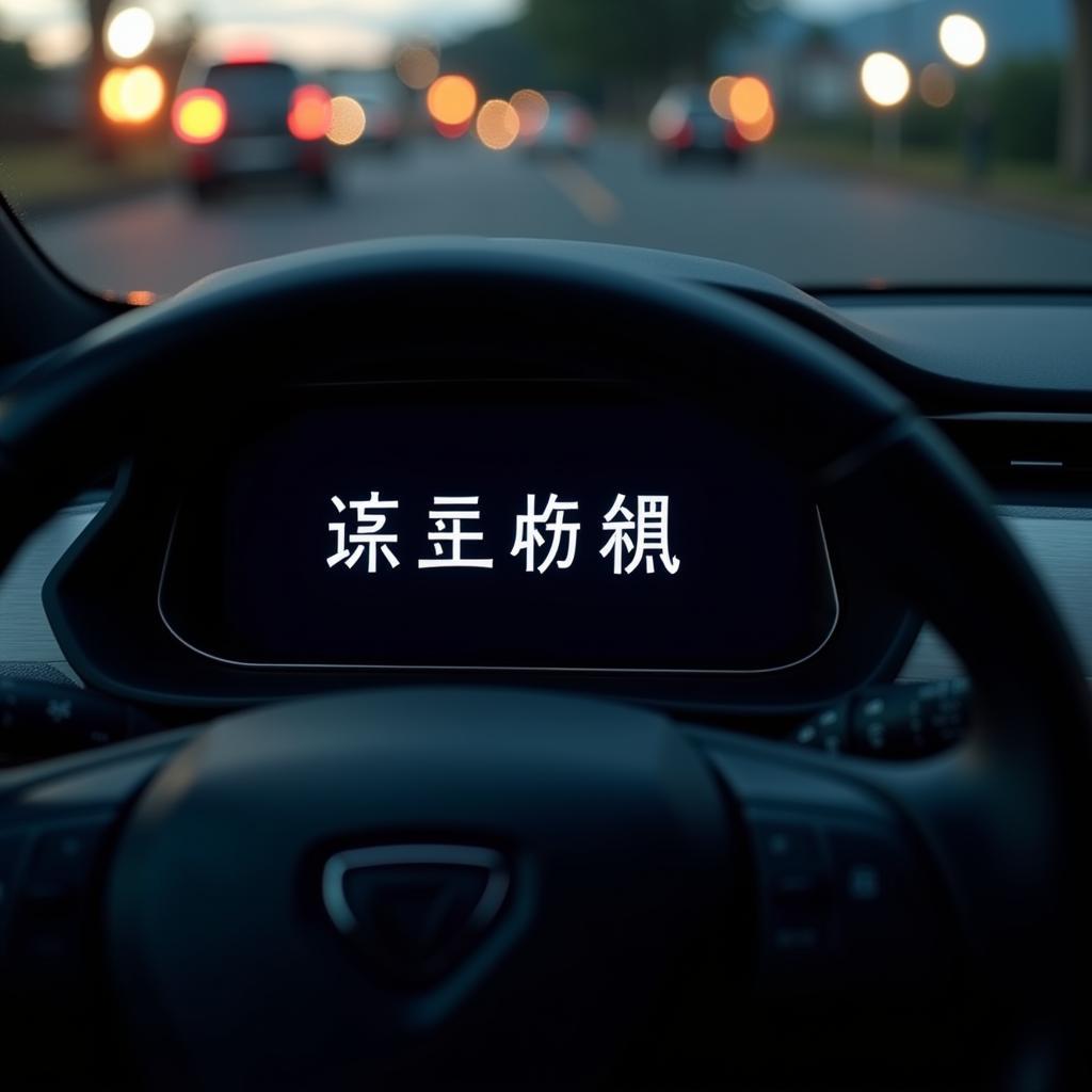 Chinesische Schriftzeichen auf einem Auto-Display