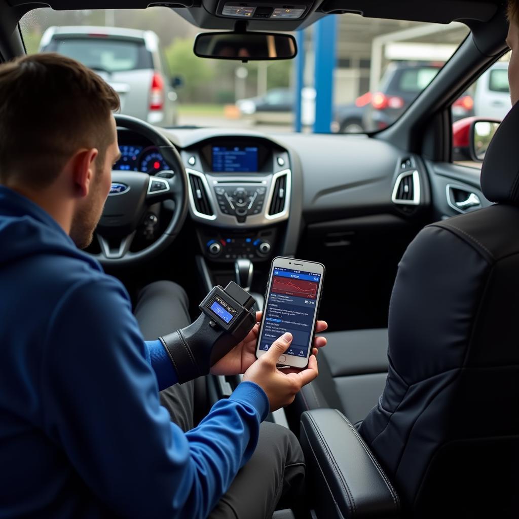 Mobile Diagnose am Ford Focus ST mit OBD2-Adapter