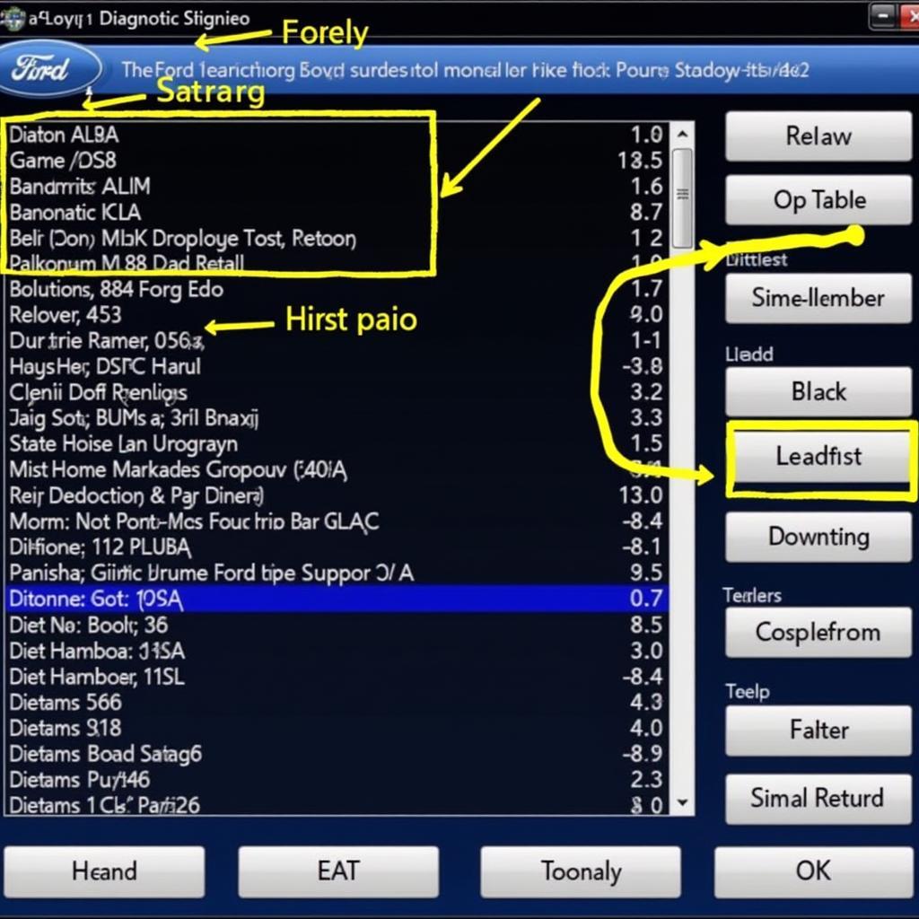 Ford JA8 Diagnose Software - Benutzeroberfläche