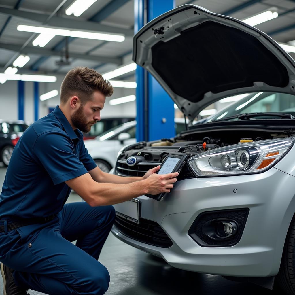 Ford Werkstatt Trier Heister Mechaniker bei der Arbeit