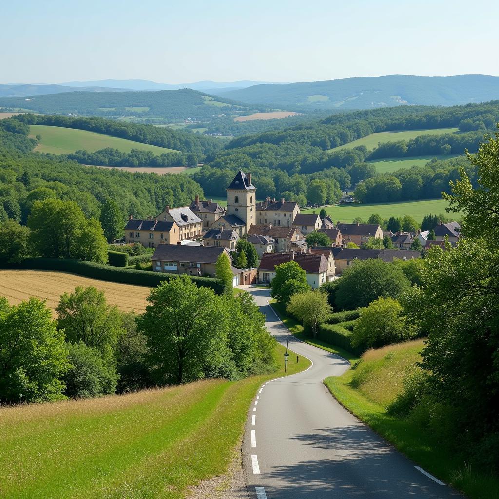 Landschaft entlang mautfreier Autobahnen in Frankreich