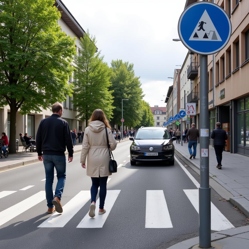 Fußgänger haben Vorrang im verkehrsberuhigten Bereich