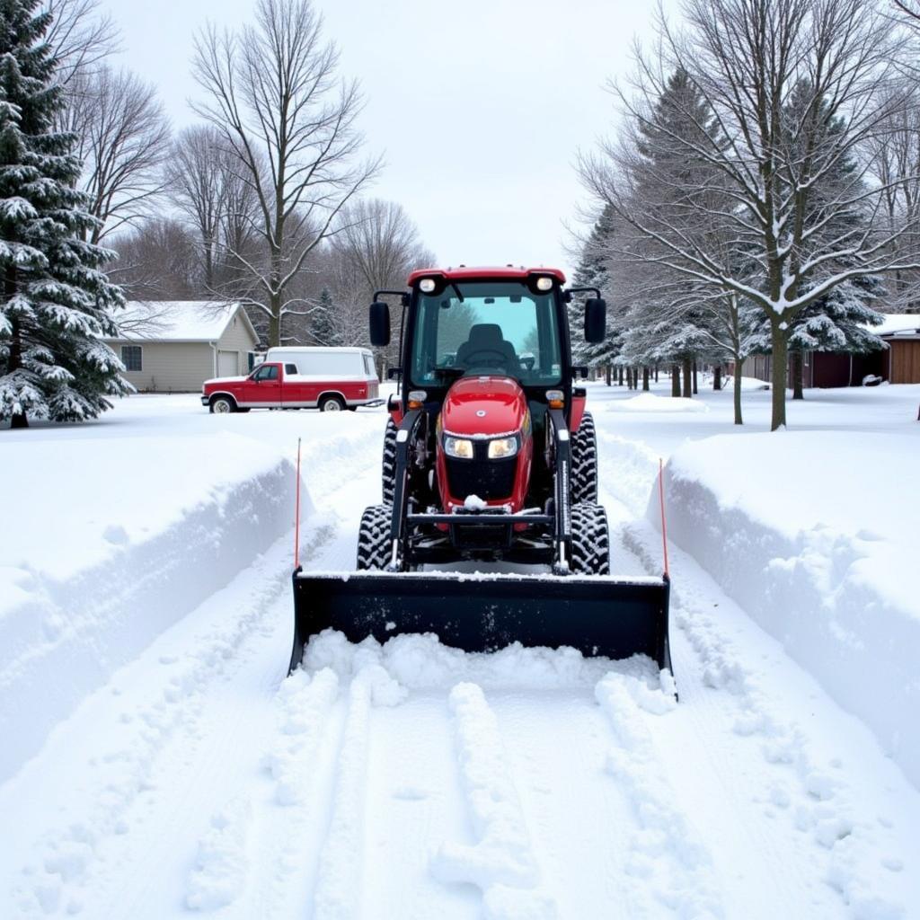 Gebrauchter Mini Traktor räumt Schnee