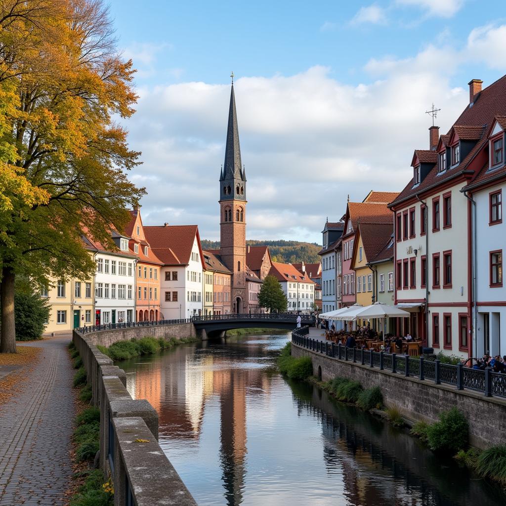 Historische Altstadt von Gießen mit Blick auf die Lahn