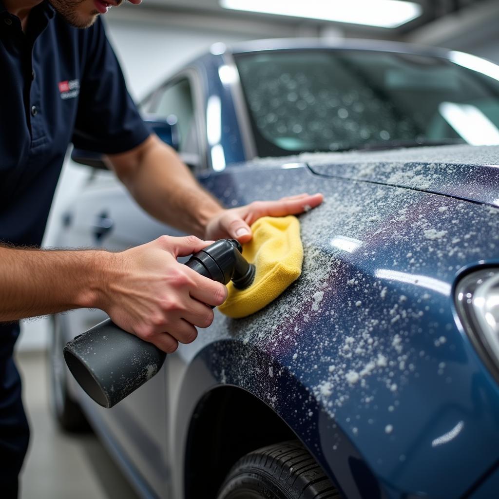 Entfernen von hartnäckigen Verschmutzungen am Auto