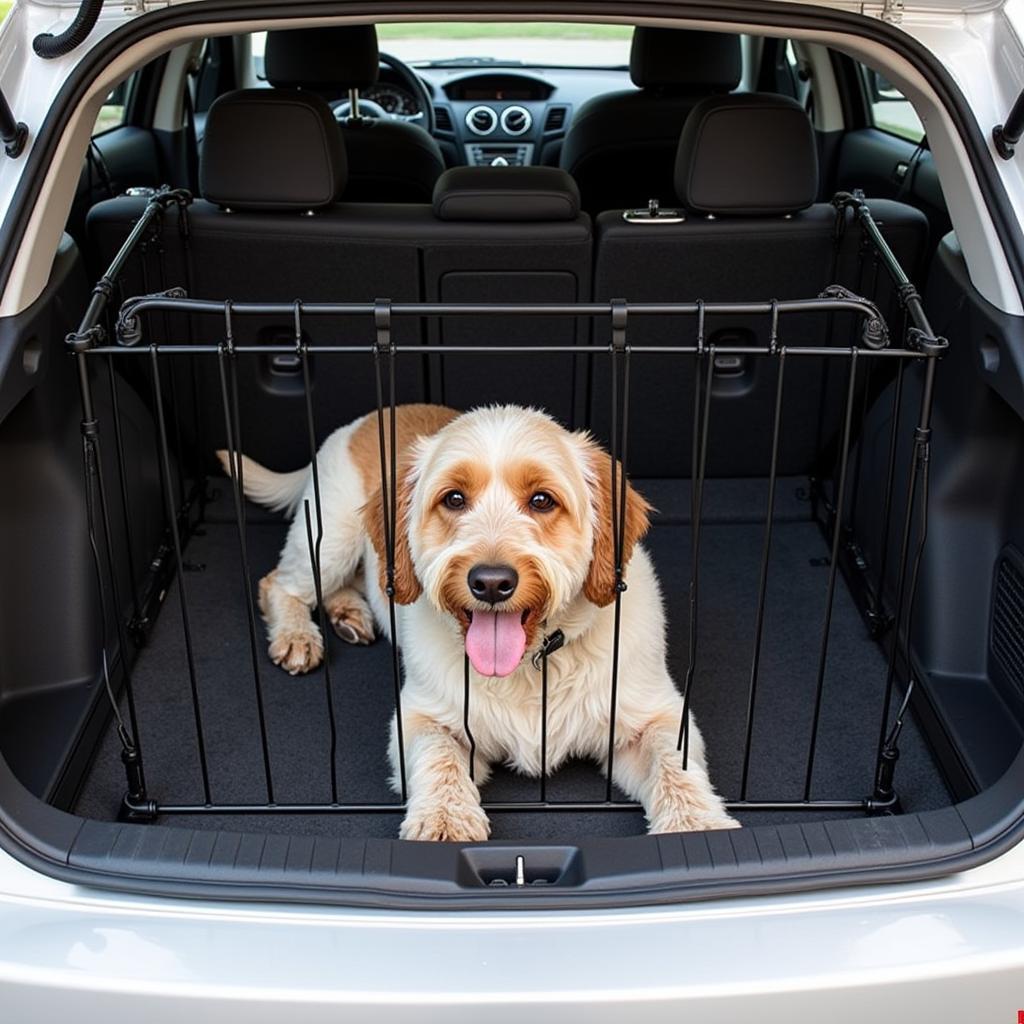 Hund sicher im Kofferraum mit Gitter