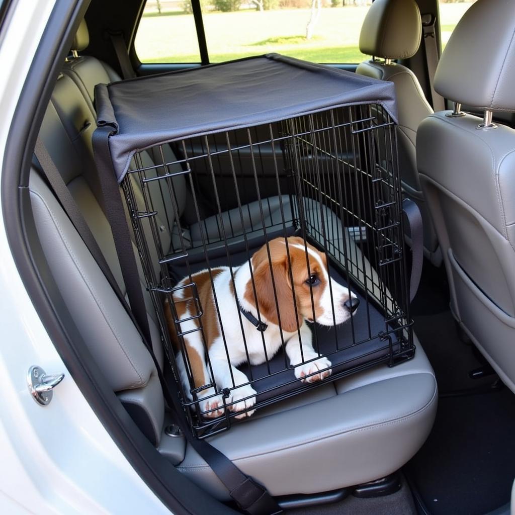 Hundebox Auto Befestigung mit Gurten