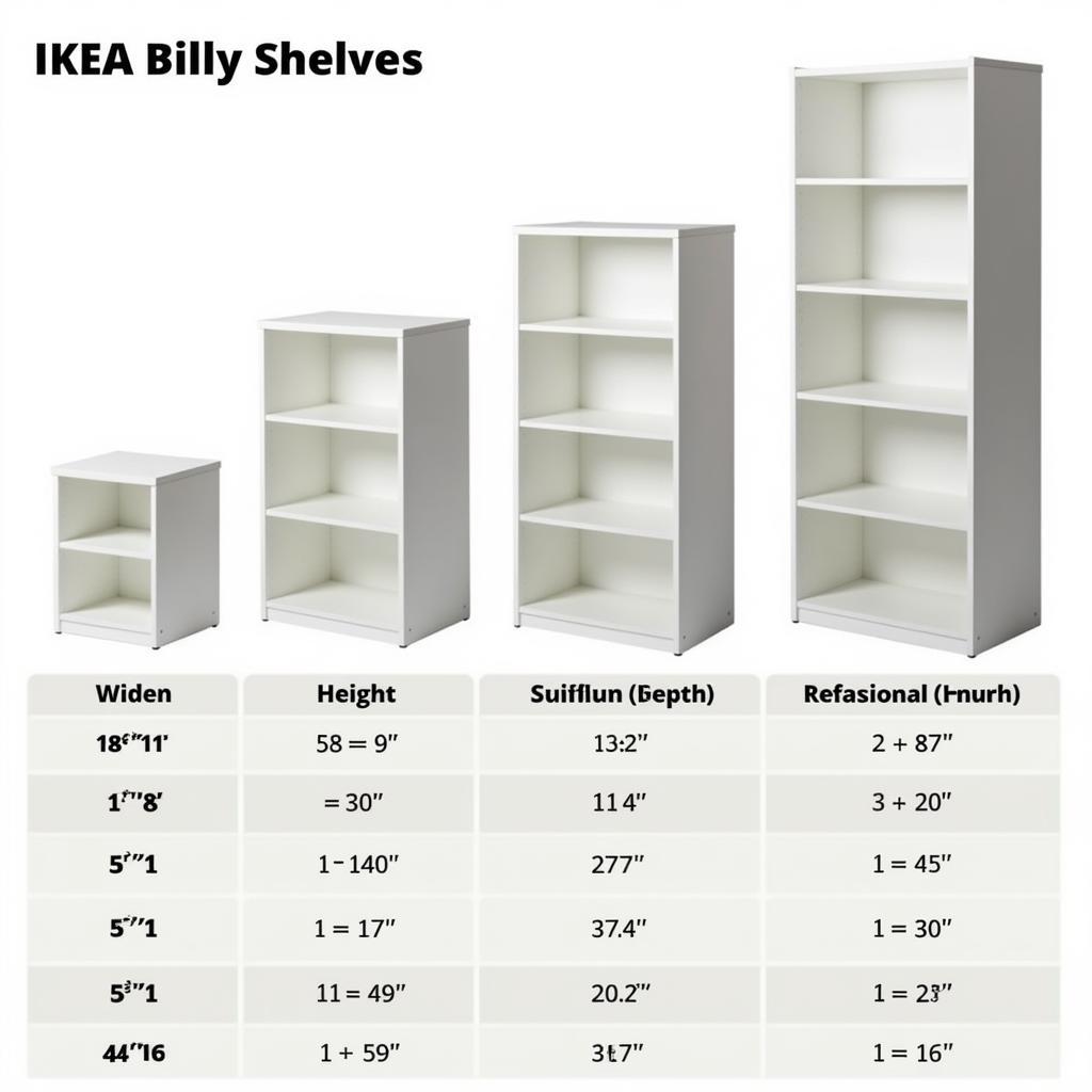 Übersicht der IKEA Billy Regal Maße