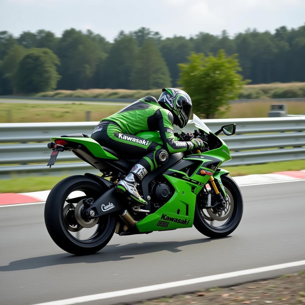 Kawasaki H2R auf der Rennstrecke