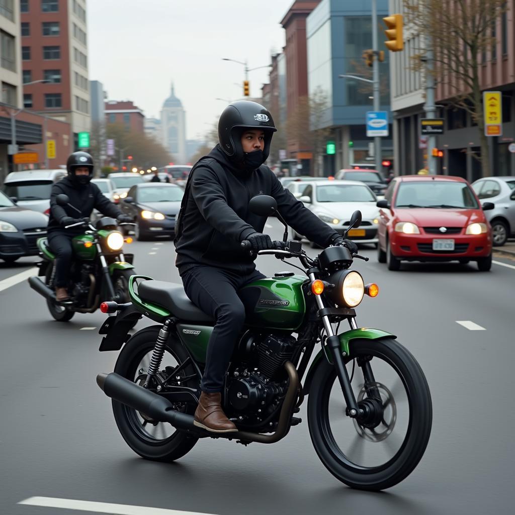 Kawasaki Z125 im Stadtverkehr