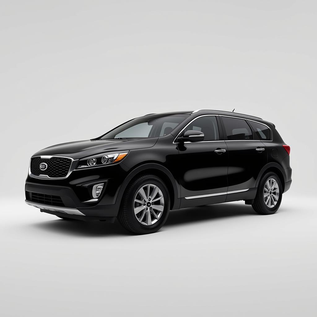 Kia Sorento in Schwarz: Seitenansicht des Fahrzeugs, das seine elegante Linienführung und die kraftvolle Präsenz unterstreicht.