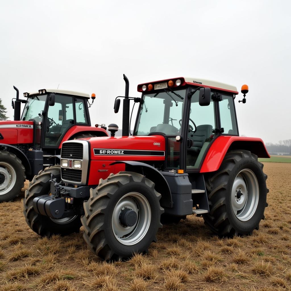 Kirowez K-700 Traktor im Einsatz auf einem modernen Bauernhof.