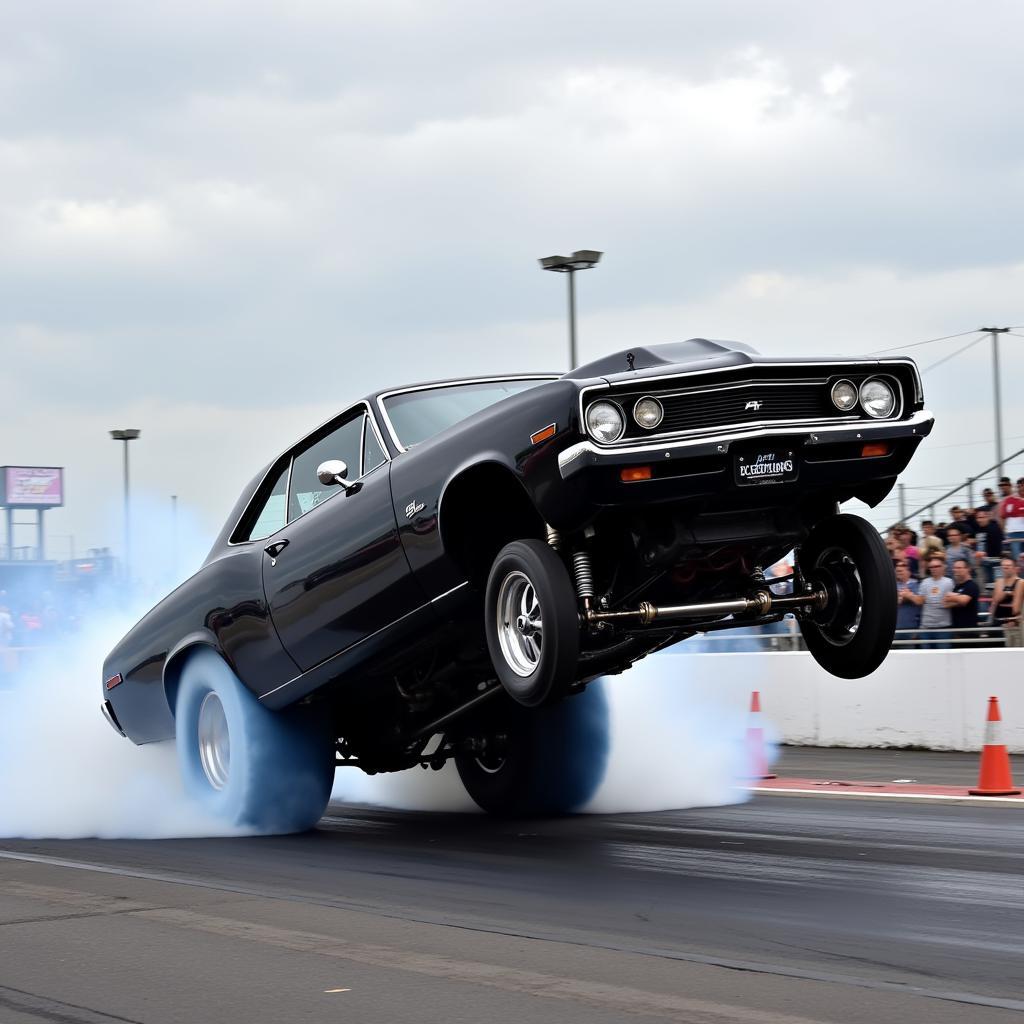 Kontrollierter Wheelie im Drag Racing