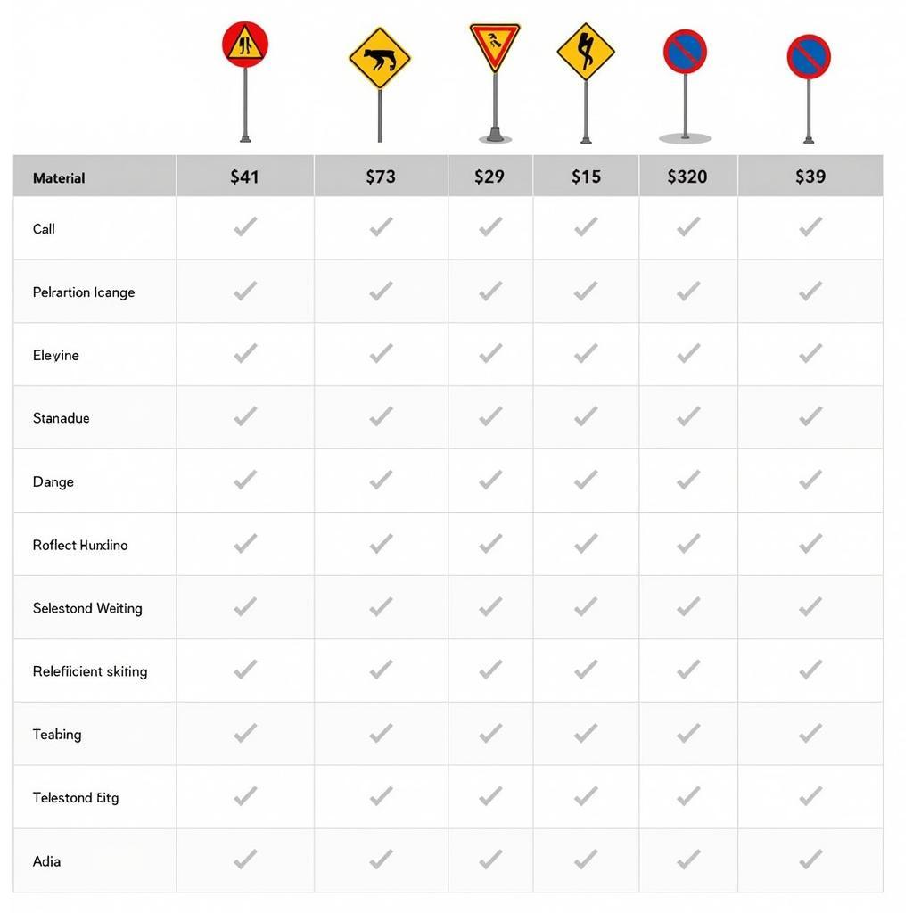 Übersicht der Kosten für Verkehrsschilder