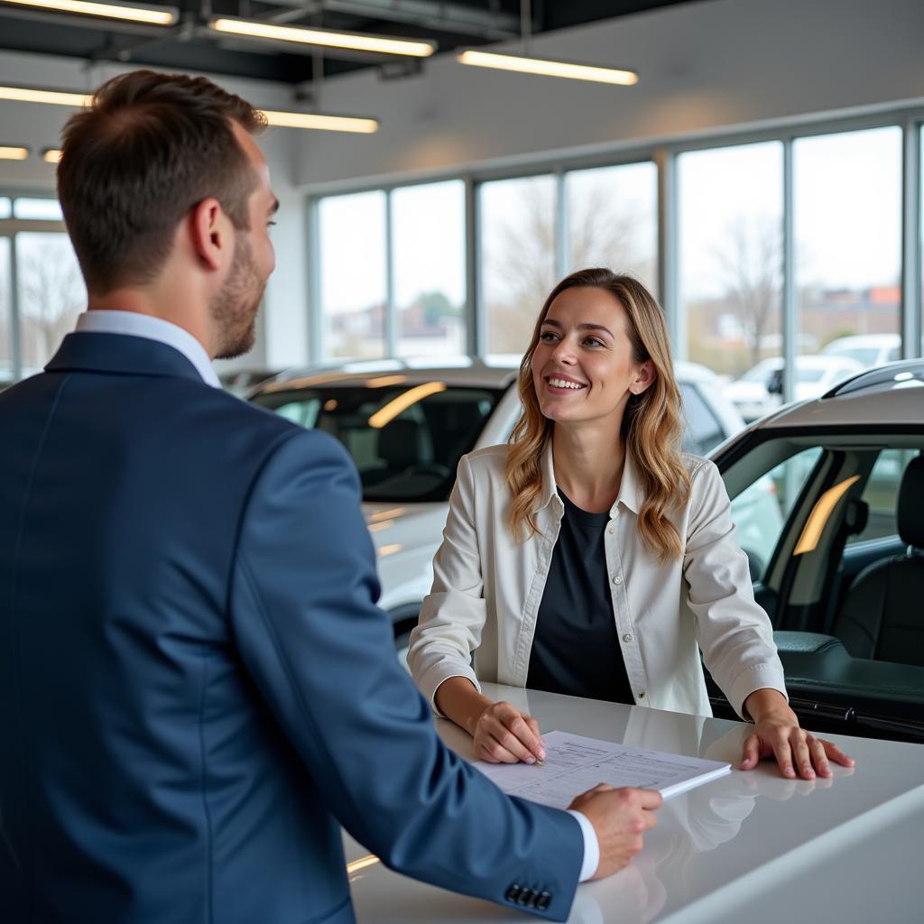 Kundenberatung im Autohaus Dellel