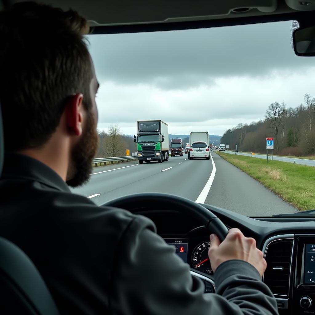 Lkw-Fahrer im Stau auf der deutschen Autobahn